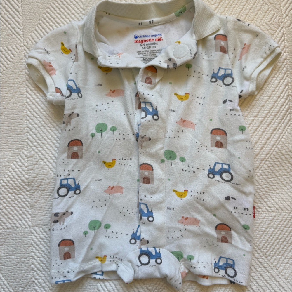 Magnetic Me Kids Farm Print Polo Shirt - 6-9m